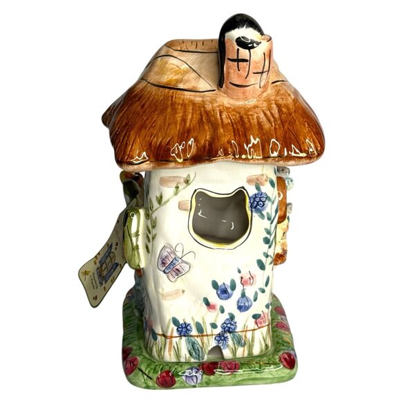 Cobblestone Village Cat’s House Ceramic Candle Holder Cottage Tealight w/ Tag - Picture 7 of 8